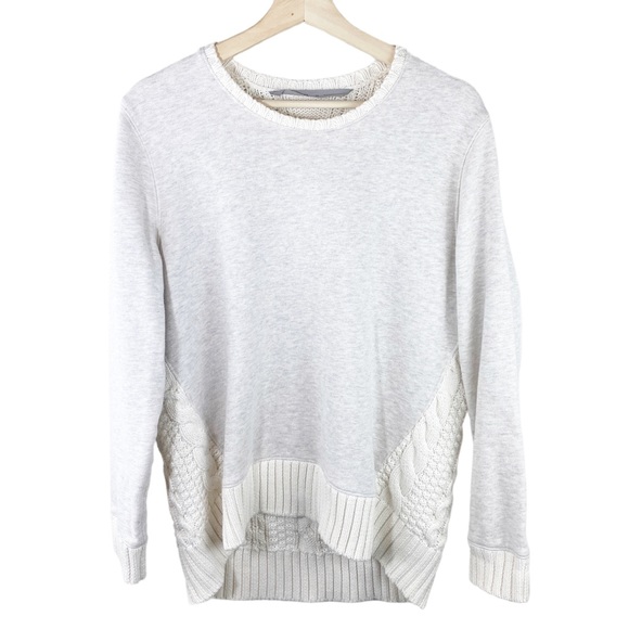 Athleta Tops - Athleta Mixed Media Sweater Cable Knit Back Sweatshirt Front
